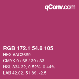 カラーコード: RGB 172.1 54.8 105 | qconv.com