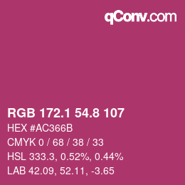 カラーコード: RGB 172.1 54.8 107 | qconv.com