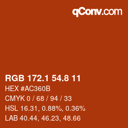 カラーコード: RGB 172.1 54.8 11 | qconv.com