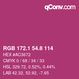 カラーコード: RGB 172.1 54.8 114 | qconv.com