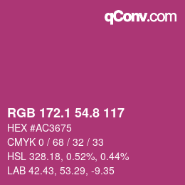 カラーコード: RGB 172.1 54.8 117 | qconv.com