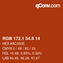 カラーコード: RGB 172.1 54.8 14 | qconv.com