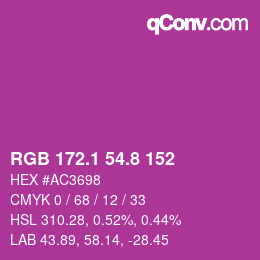 カラーコード: RGB 172.1 54.8 152 | qconv.com