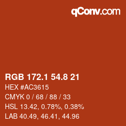 カラーコード: RGB 172.1 54.8 21 | qconv.com