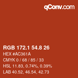 カラーコード: RGB 172.1 54.8 26 | qconv.com