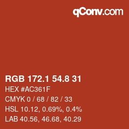カラーコード: RGB 172.1 54.8 31 | qconv.com