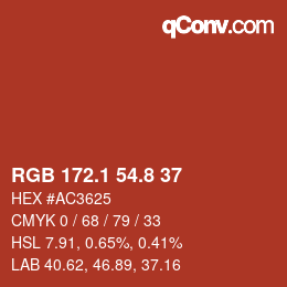 Color code: RGB 172.1 54.8 37 | qconv.com