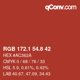 カラーコード: RGB 172.1 54.8 42 | qconv.com
