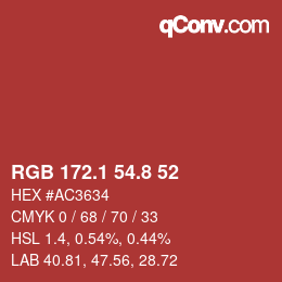 Color code: RGB 172.1 54.8 52 | qconv.com
