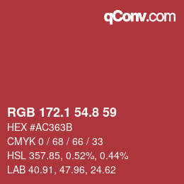 カラーコード: RGB 172.1 54.8 59 | qconv.com