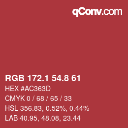 カラーコード: RGB 172.1 54.8 61 | qconv.com