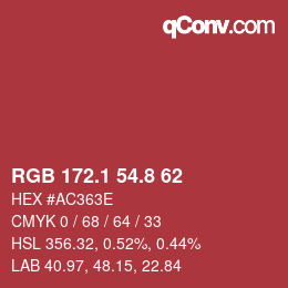 Color code: RGB 172.1 54.8 62 | qconv.com