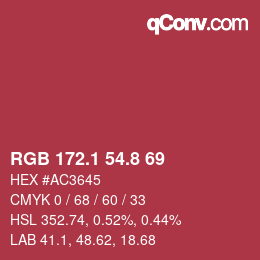 カラーコード: RGB 172.1 54.8 69 | qconv.com