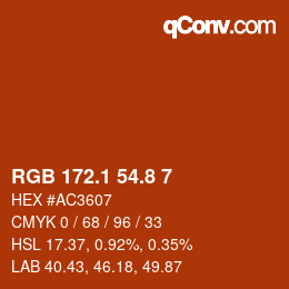 Color code: RGB 172.1 54.8 7 | qconv.com