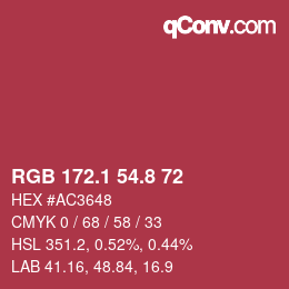カラーコード: RGB 172.1 54.8 72 | qconv.com