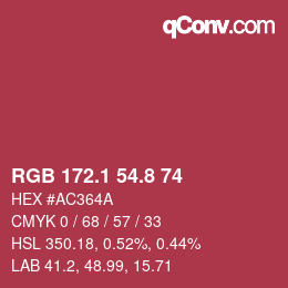カラーコード: RGB 172.1 54.8 74 | qconv.com
