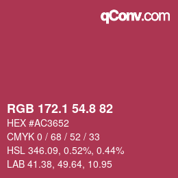 カラーコード: RGB 172.1 54.8 82 | qconv.com