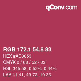 カラーコード: RGB 172.1 54.8 83 | qconv.com