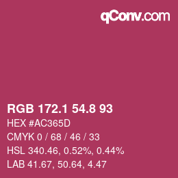 カラーコード: RGB 172.1 54.8 93 | qconv.com
