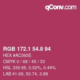 カラーコード: RGB 172.1 54.8 94 | qconv.com