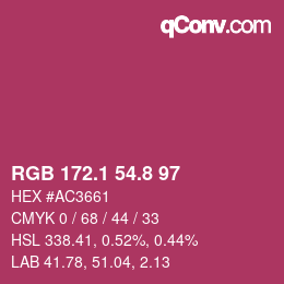 カラーコード: RGB 172.1 54.8 97 | qconv.com