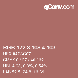 カラーコード: RGB 172.3 108.4 103 | qconv.com