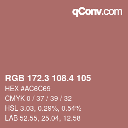カラーコード: RGB 172.3 108.4 105 | qconv.com