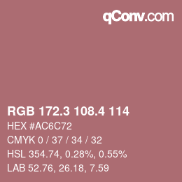 カラーコード: RGB 172.3 108.4 114 | qconv.com