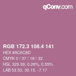 カラーコード: RGB 172.3 108.4 141 | qconv.com