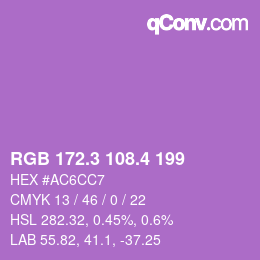 カラーコード: RGB 172.3 108.4 199 | qconv.com