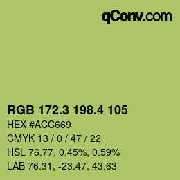 カラーコード: RGB 172.3 198.4 105 | qconv.com