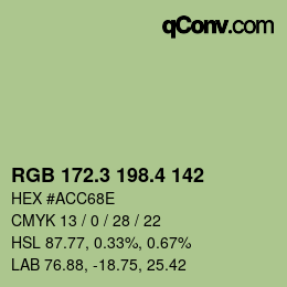 カラーコード: RGB 172.3 198.4 142 | qconv.com