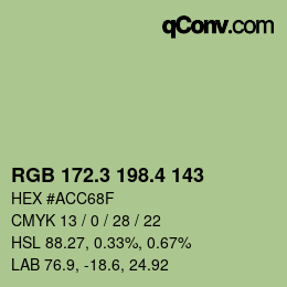 カラーコード: RGB 172.3 198.4 143 | qconv.com