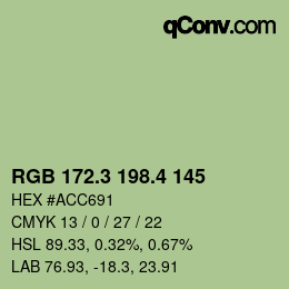 カラーコード: RGB 172.3 198.4 145 | qconv.com