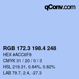 カラーコード: RGB 172.3 198.4 248 | qconv.com