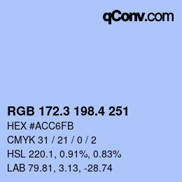 カラーコード: RGB 172.3 198.4 251 | qconv.com