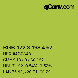 カラーコード: RGB 172.3 198.4 67 | qconv.com