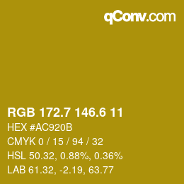 カラーコード: RGB 172.7 146.6 11 | qconv.com