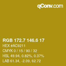 カラーコード: RGB 172.7 146.6 17 | qconv.com