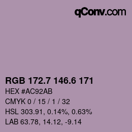 カラーコード: RGB 172.7 146.6 171 | qconv.com