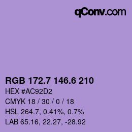 カラーコード: RGB 172.7 146.6 210 | qconv.com