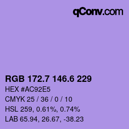 カラーコード: RGB 172.7 146.6 229 | qconv.com