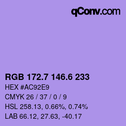 カラーコード: RGB 172.7 146.6 233 | qconv.com