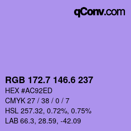 カラーコード: RGB 172.7 146.6 237 | qconv.com