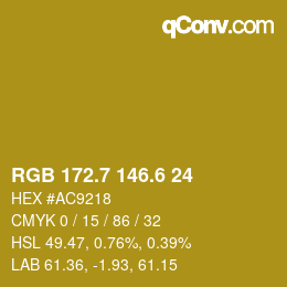 カラーコード: RGB 172.7 146.6 24 | qconv.com