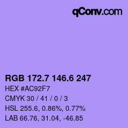 カラーコード: RGB 172.7 146.6 247 | qconv.com