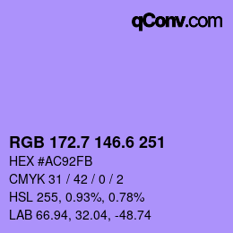 カラーコード: RGB 172.7 146.6 251 | qconv.com