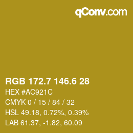 カラーコード: RGB 172.7 146.6 28 | qconv.com