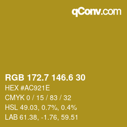 カラーコード: RGB 172.7 146.6 30 | qconv.com