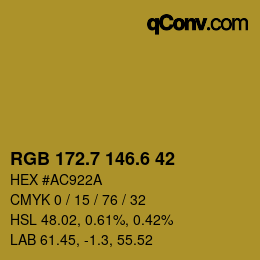 カラーコード: RGB 172.7 146.6 42 | qconv.com